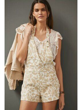 Anthropologie Maeve Gardeners Apron Shortalls Romper Neutral Women Size 6